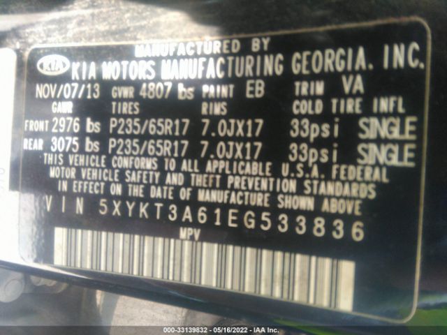 Photo 8 VIN: 5XYKT3A61EG533836 - KIA SORENTO 