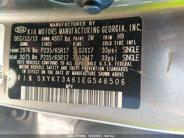 Photo 8 VIN: 5XYKT3A61EG546506 - KIA SORENTO 