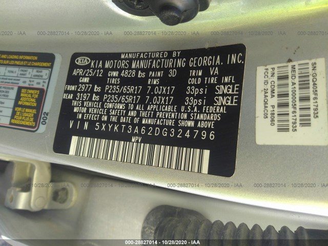 Photo 8 VIN: 5XYKT3A62DG324796 - KIA SORENTO 