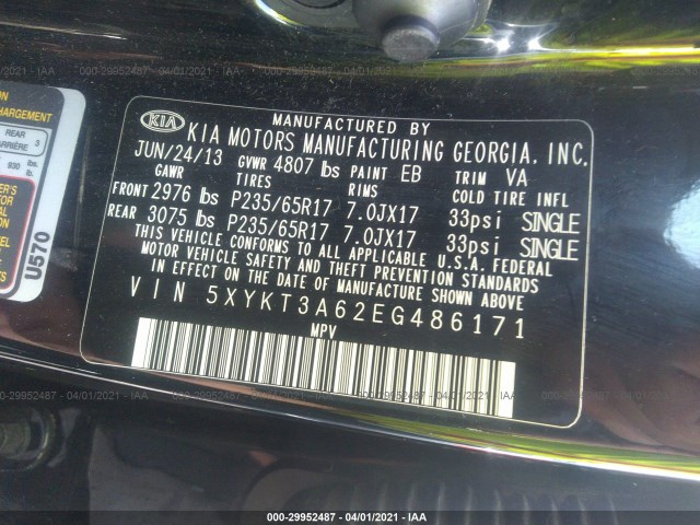 Photo 8 VIN: 5XYKT3A62EG486171 - KIA SORENTO 