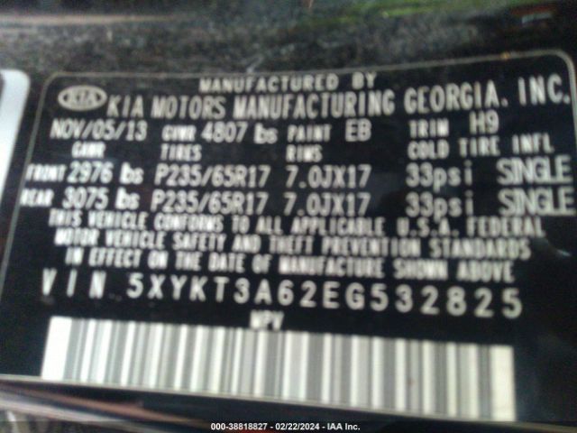 Photo 8 VIN: 5XYKT3A62EG532825 - KIA SORENTO 