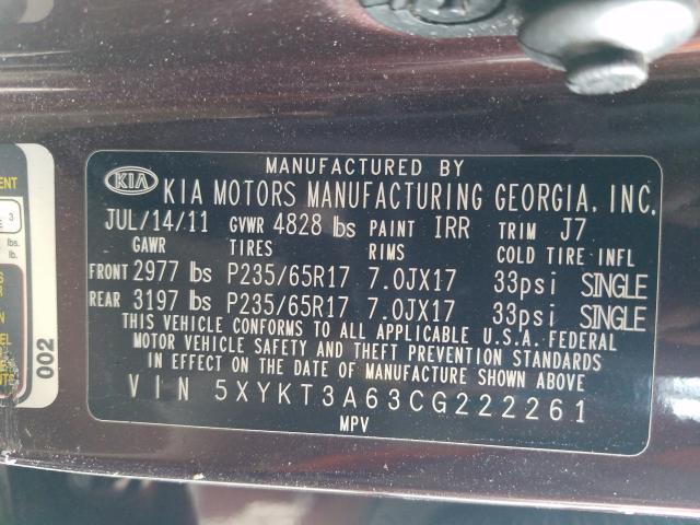 Photo 9 VIN: 5XYKT3A63CG222261 - KIA SORENTO BA 