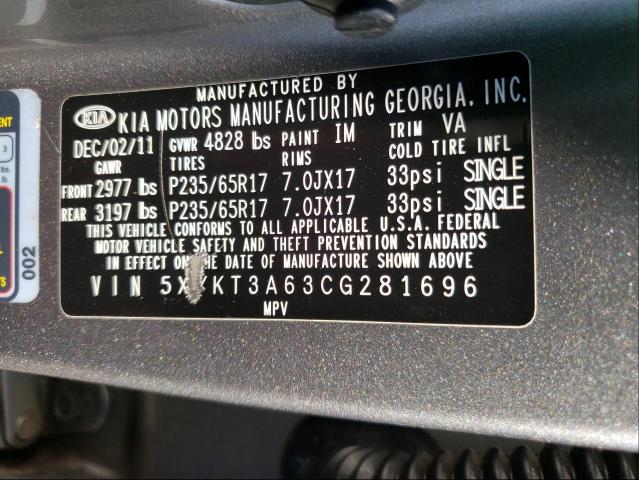 Photo 9 VIN: 5XYKT3A63CG281696 - KIA SORENTO 