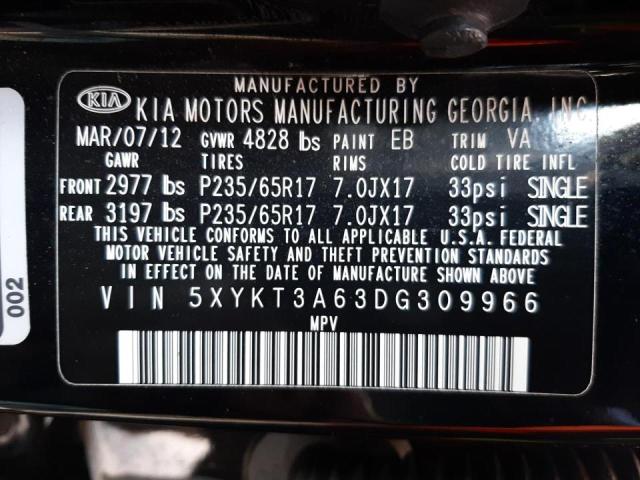 Photo 9 VIN: 5XYKT3A63DG309966 - KIA SORENTO LX 