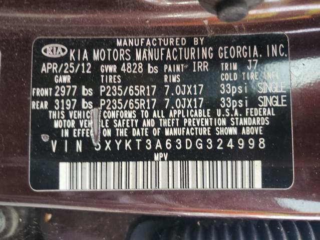 Photo 12 VIN: 5XYKT3A63DG324998 - KIA SORENTO 