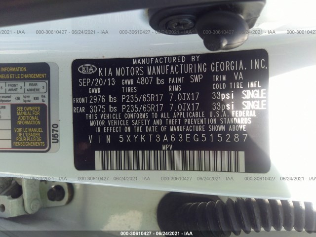 Photo 8 VIN: 5XYKT3A63EG515287 - KIA SORENTO 