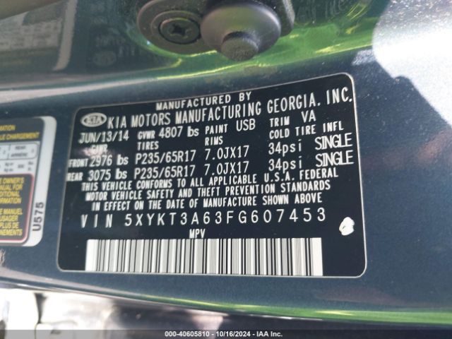 Photo 8 VIN: 5XYKT3A63FG607453 - KIA SORENTO 