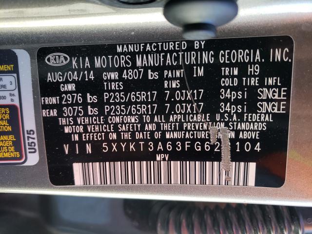 Photo 9 VIN: 5XYKT3A63FG623104 - KIA SORENTO LX 