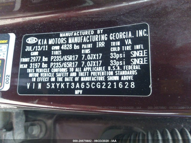 Photo 8 VIN: 5XYKT3A65CG221628 - KIA SORENTO 