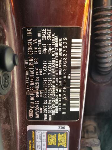 Photo 12 VIN: 5XYKT3A65DG337929 - KIA SORENTO 