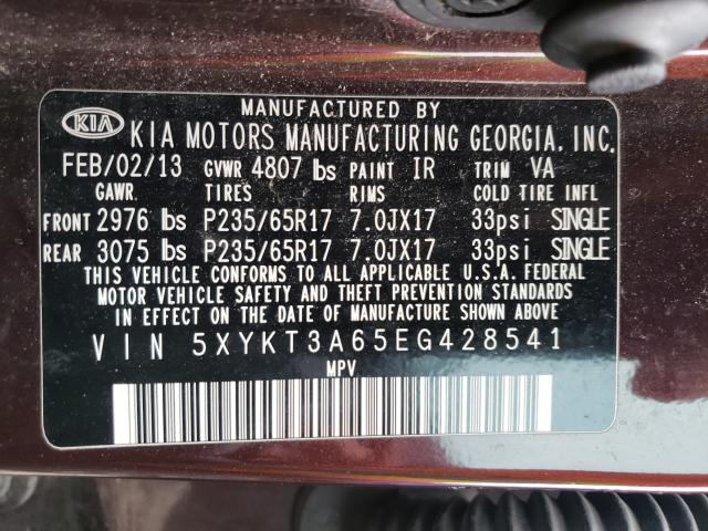 Photo 9 VIN: 5XYKT3A65EG428541 - KIA SORENTO LX 