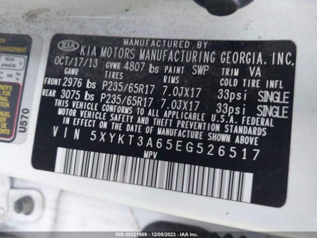 Photo 8 VIN: 5XYKT3A65EG526517 - KIA SORENTO 