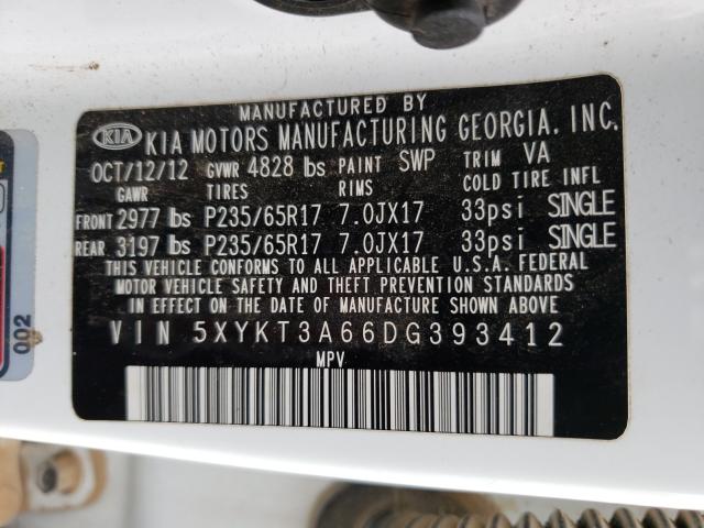 Photo 9 VIN: 5XYKT3A66DG393412 - KIA SORENTO LX 