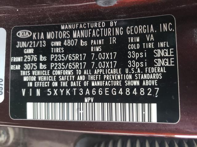 Photo 9 VIN: 5XYKT3A66EG484827 - KIA SORENTO LX 