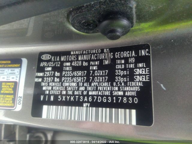 Photo 8 VIN: 5XYKT3A67DG317830 - KIA SORENTO 