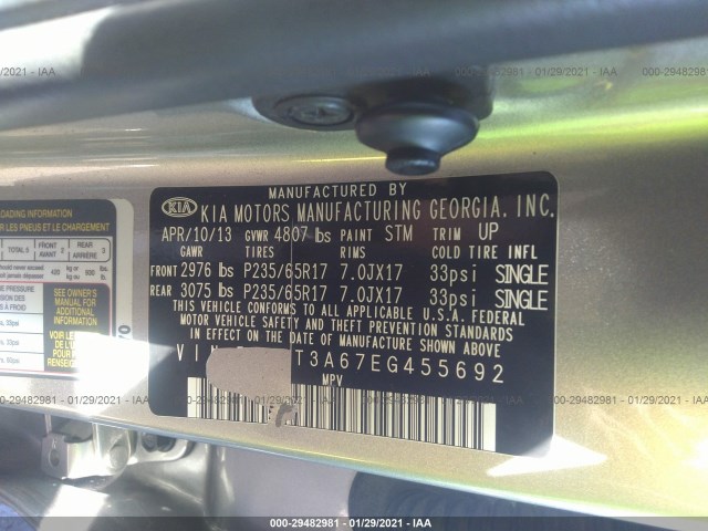 Photo 8 VIN: 5XYKT3A67EG455692 - KIA SORENTO 