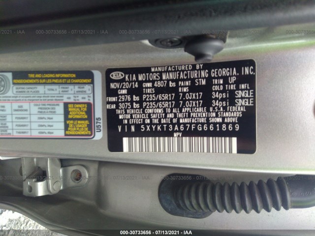 Photo 8 VIN: 5XYKT3A67FG661869 - KIA SORENTO 