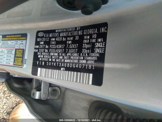 Photo 8 VIN: 5XYKT3A68DG407181 - KIA SORENTO 