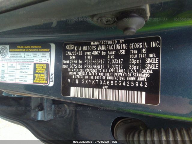 Photo 8 VIN: 5XYKT3A68EG425942 - KIA SORENTO 