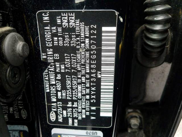 Photo 9 VIN: 5XYKT3A68EG507122 - KIA SORENTO LX 