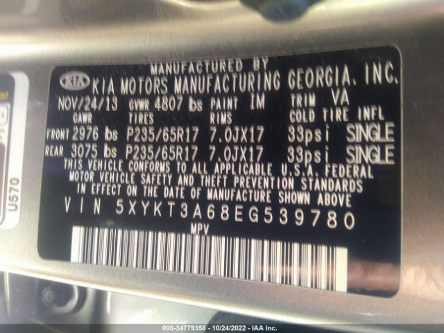 Photo 8 VIN: 5XYKT3A68EG539780 - KIA SORENTO 