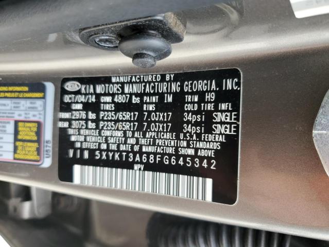 Photo 9 VIN: 5XYKT3A68FG645342 - KIA SORENTO LX 