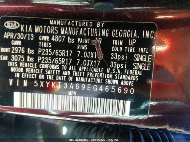 Photo 8 VIN: 5XYKT3A69EG465690 - KIA SORENTO 