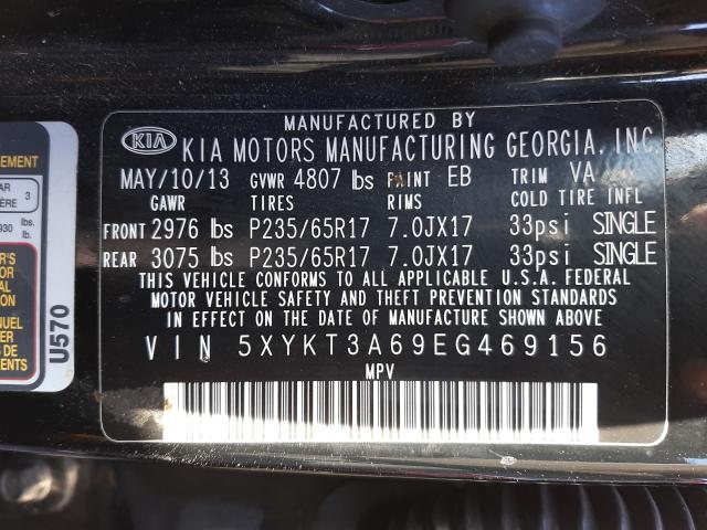 Photo 9 VIN: 5XYKT3A69EG469156 - KIA SORENTO LX 