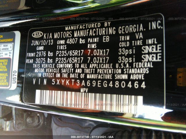 Photo 8 VIN: 5XYKT3A69EG480464 - KIA SORENTO 