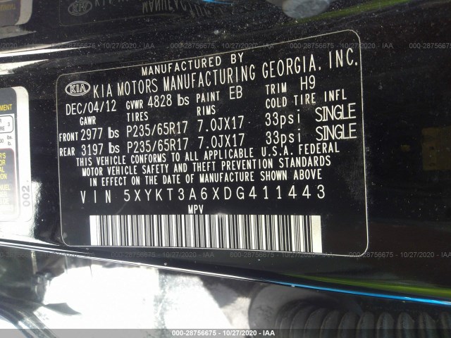 Photo 8 VIN: 5XYKT3A6XDG411443 - KIA SORENTO 