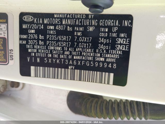 Photo 8 VIN: 5XYKT3A6XFG599948 - KIA SORENTO 