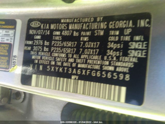 Photo 8 VIN: 5XYKT3A6XFG656598 - KIA SORENTO 