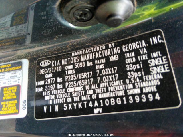 Photo 8 VIN: 5XYKT4A10BG139394 - KIA SORENTO 