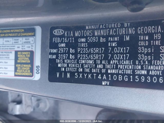 Photo 8 VIN: 5XYKT4A10BG159306 - KIA SORENTO 