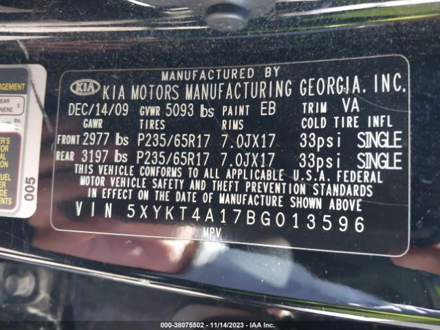 Photo 8 VIN: 5XYKT4A17BG013596 - KIA SORENTO 