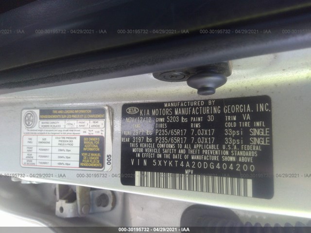 Photo 8 VIN: 5XYKT4A20DG404200 - KIA SORENTO 