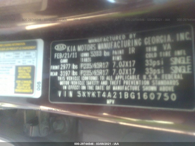 Photo 8 VIN: 5XYKT4A21BG160750 - KIA SORENTO 