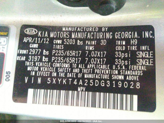 Photo 8 VIN: 5XYKT4A25DG319028 - KIA SORENTO 