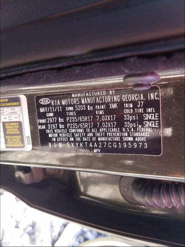 Photo 9 VIN: 5XYKT4A27CG195973 - KIA SORENTO BA 