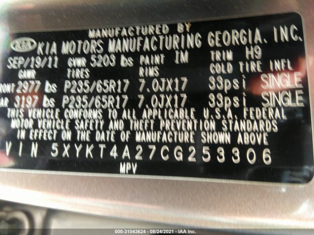 Photo 8 VIN: 5XYKT4A27CG253306 - KIA SORENTO 