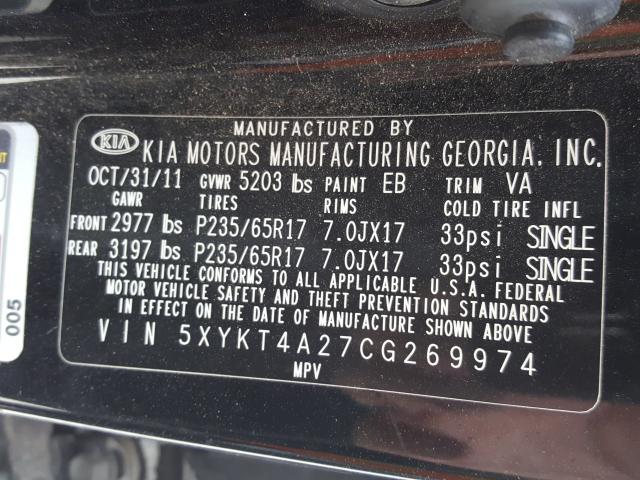 Photo 9 VIN: 5XYKT4A27CG269974 - KIA SORENTO BA 