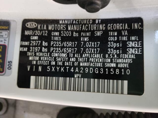 Photo 9 VIN: 5XYKT4A29DG315810 - KIA SORENTO LX 