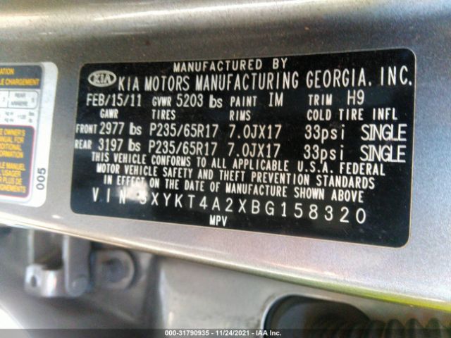 Photo 8 VIN: 5XYKT4A2XBG158320 - KIA SORENTO 