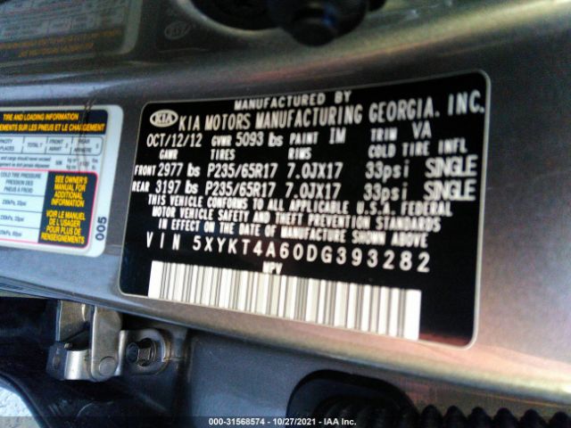 Photo 8 VIN: 5XYKT4A60DG393282 - KIA SORENTO 