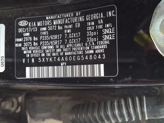 Photo 9 VIN: 5XYKT4A60EG548043 - KIA SORENTO LX 