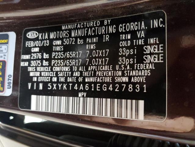 Photo 12 VIN: 5XYKT4A61EG427831 - KIA SORENTO LX 