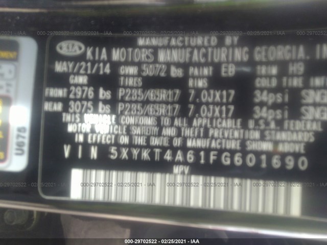 Photo 8 VIN: 5XYKT4A61FG601690 - KIA SORENTO 