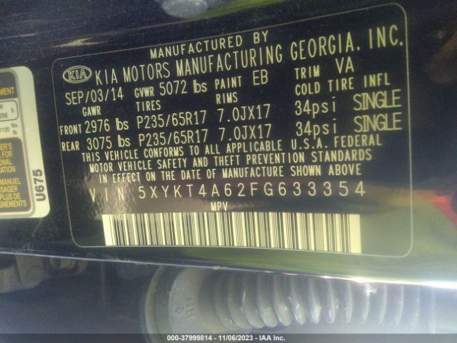 Photo 8 VIN: 5XYKT4A62FG633354 - KIA SORENTO 