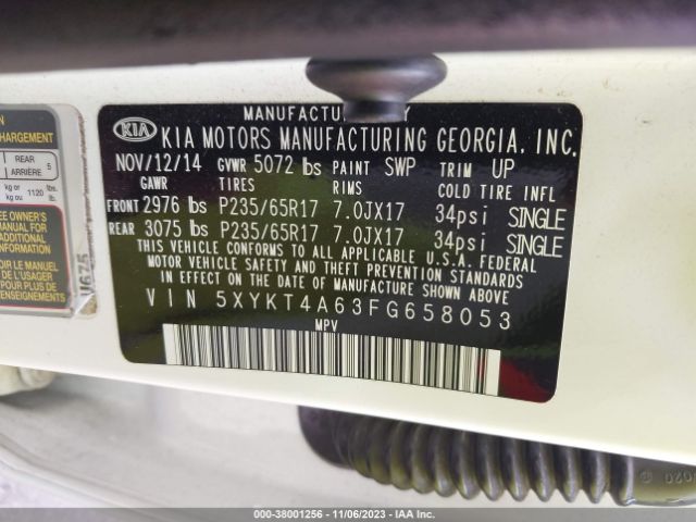 Photo 8 VIN: 5XYKT4A63FG658053 - KIA SORENTO 