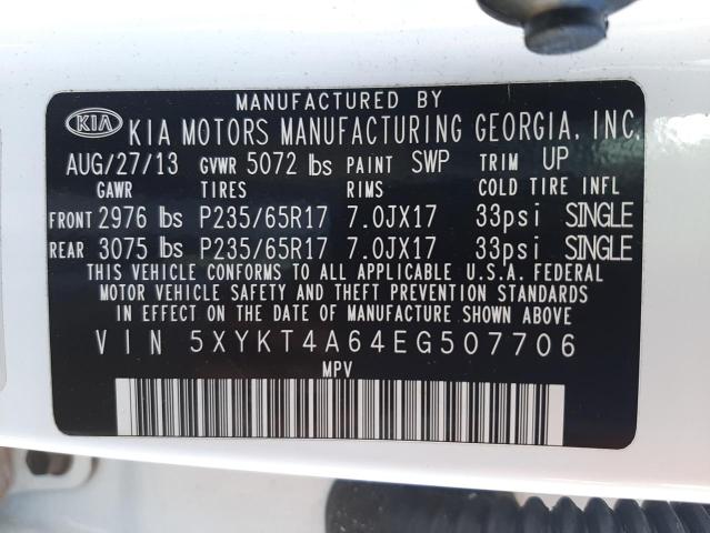 Photo 9 VIN: 5XYKT4A64EG507706 - KIA SORENTO LX 